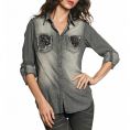   Affliction 111WV085 Love Struck L/S Woven Gray Size S