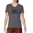   Under Armour Wordmark V-Neck Short Sleeve T-Shirt (1259477-040) Size SM