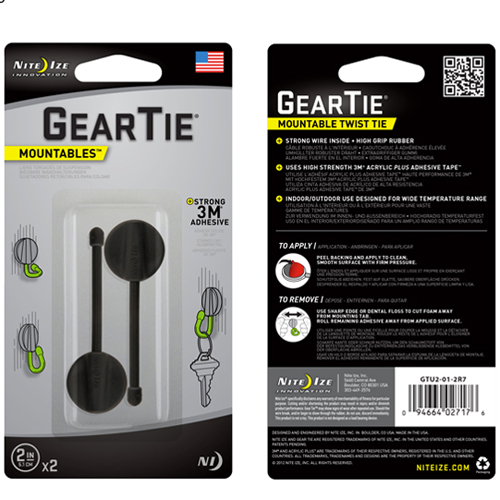 Монтажное крепление Nite Ize Gear Tie Mountables 10.2cm Black (GTU4-01-2R7) 2шт