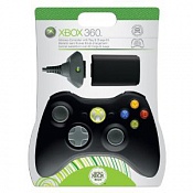 Microsoft Xbox 360 Wireless Controller (Black & Charge Kit)